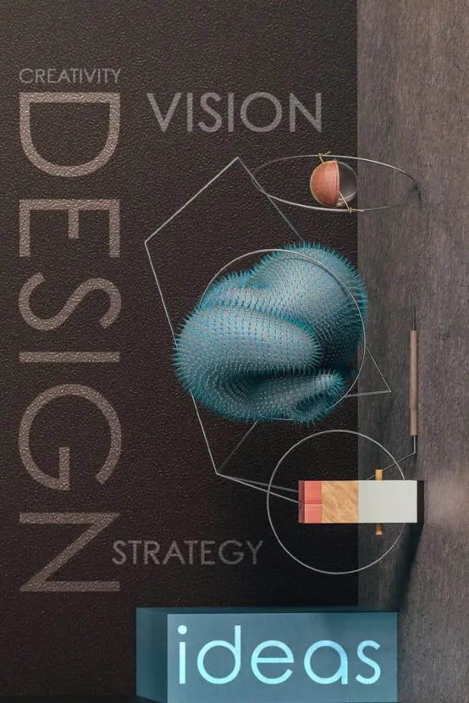 Abstract design emphasizing creativity, vision, design strategy with geometric shapes