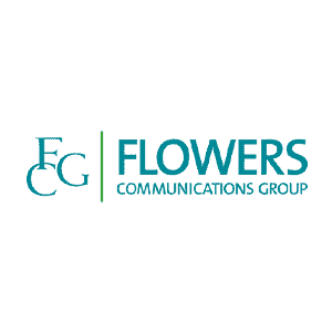 Flowers Communications Group logo with teal letters