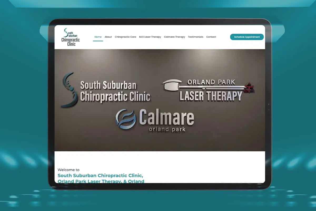 South Suburban Chiropractic Clinic, Orland Park Laser Therapy, Calmare Orland Park signage