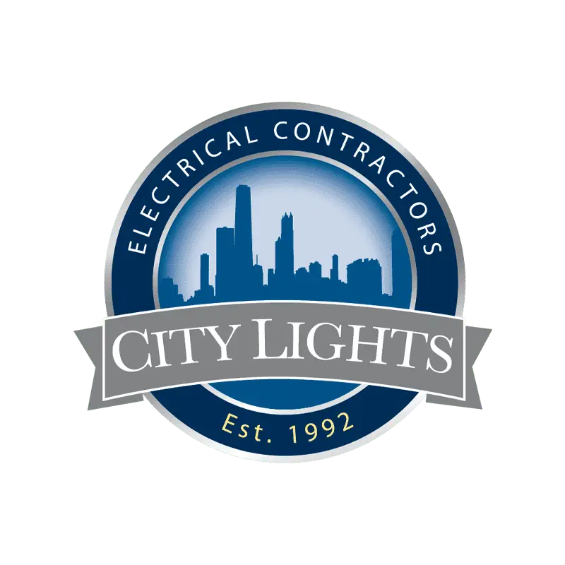 City Lights Electrical Contractors logo with skyline silhouette