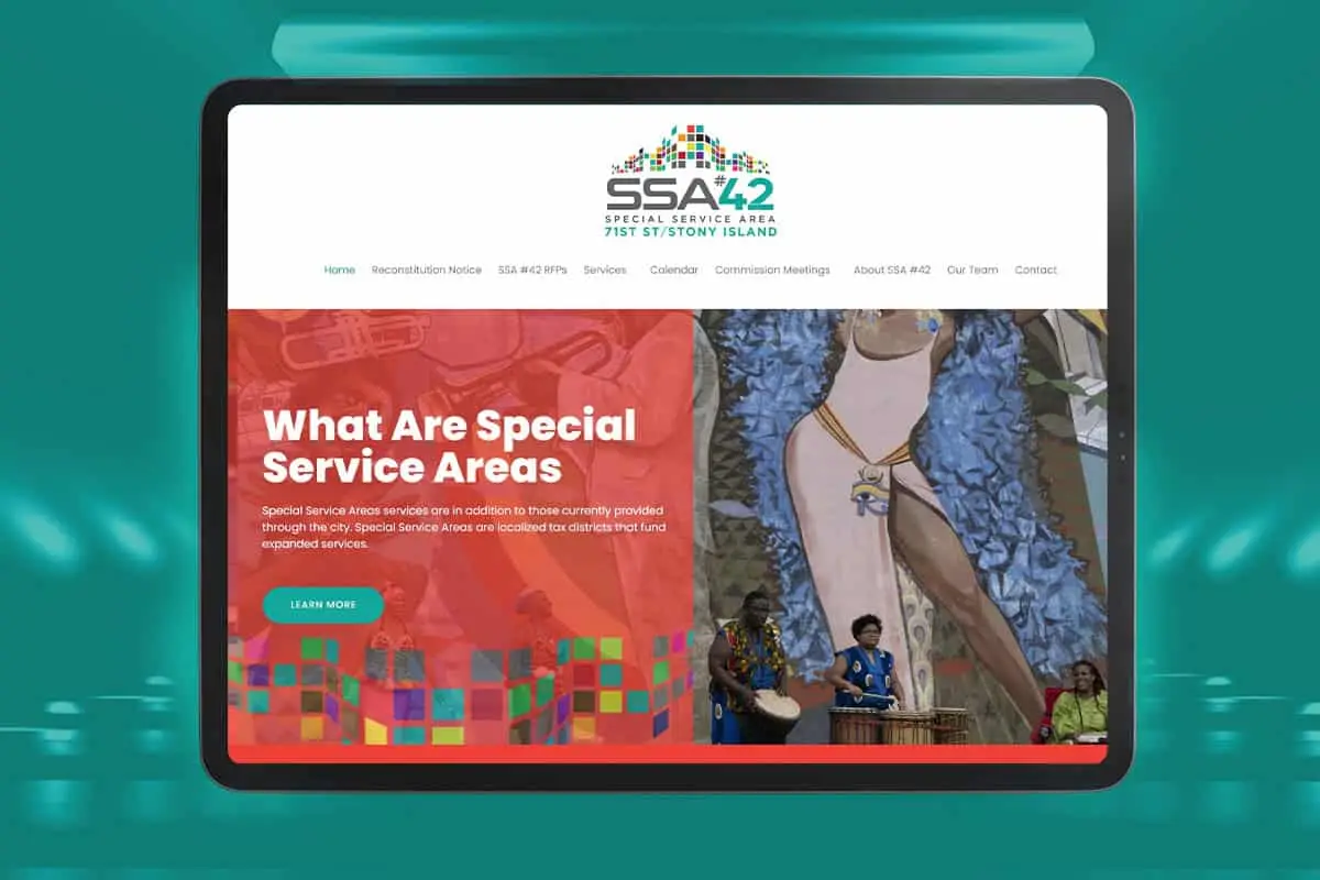 SSA 42 website homepage highlighting Special Service Areas