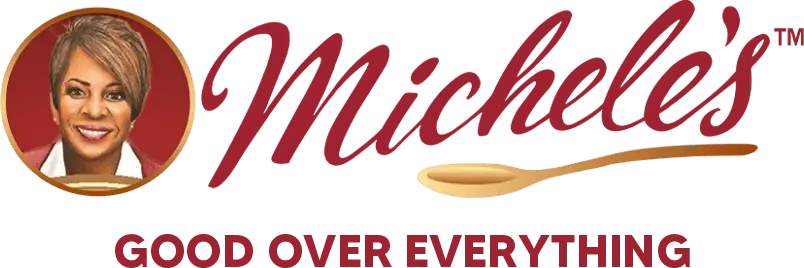 Michele's logo with woman's portrait and spoon symbol