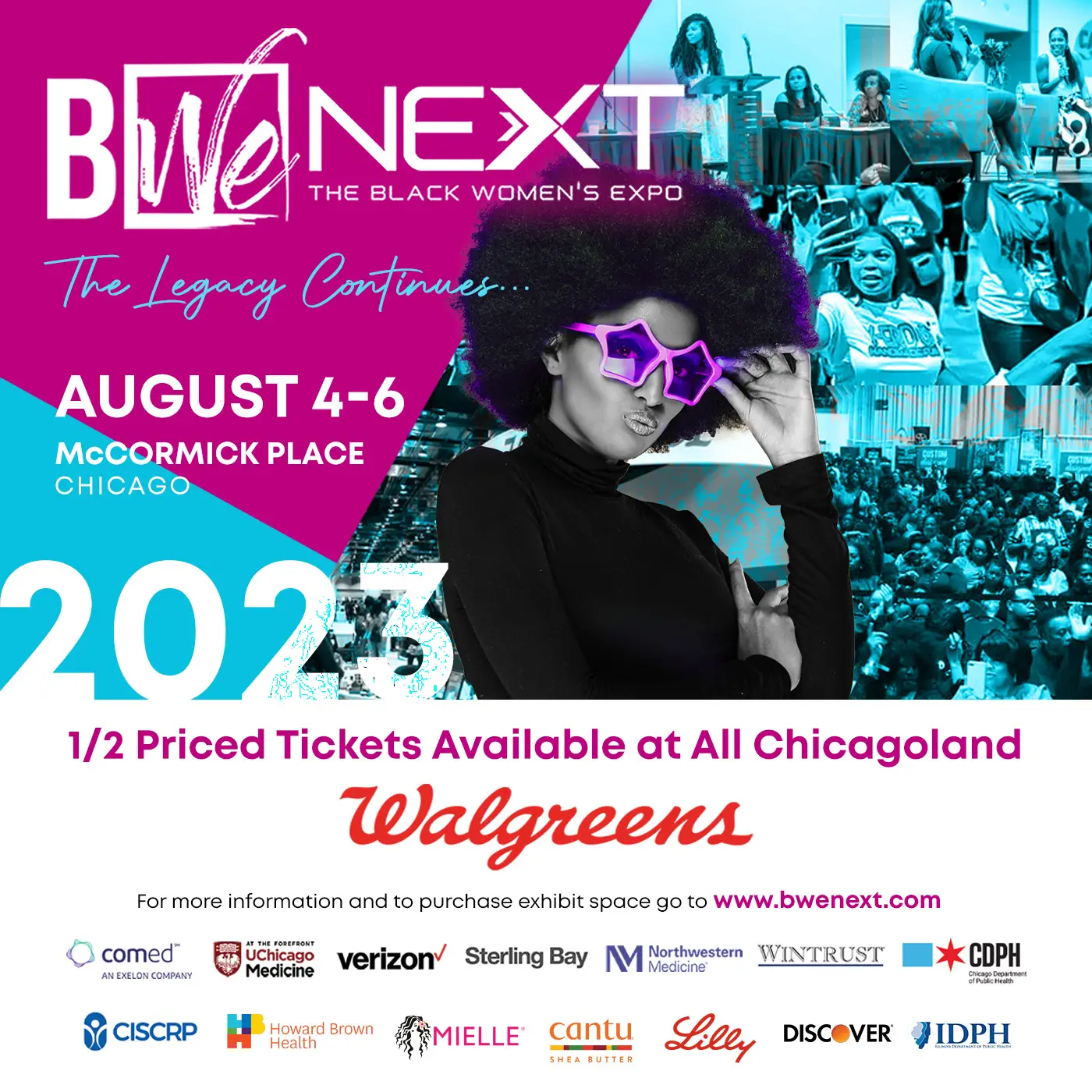 BWENext Black Women's Expo 2023 promotion, August 4-6, McCormick Place Chicago