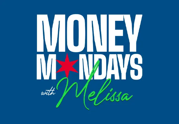 Money Mondays with Melissa logo featuring a red star on blue background