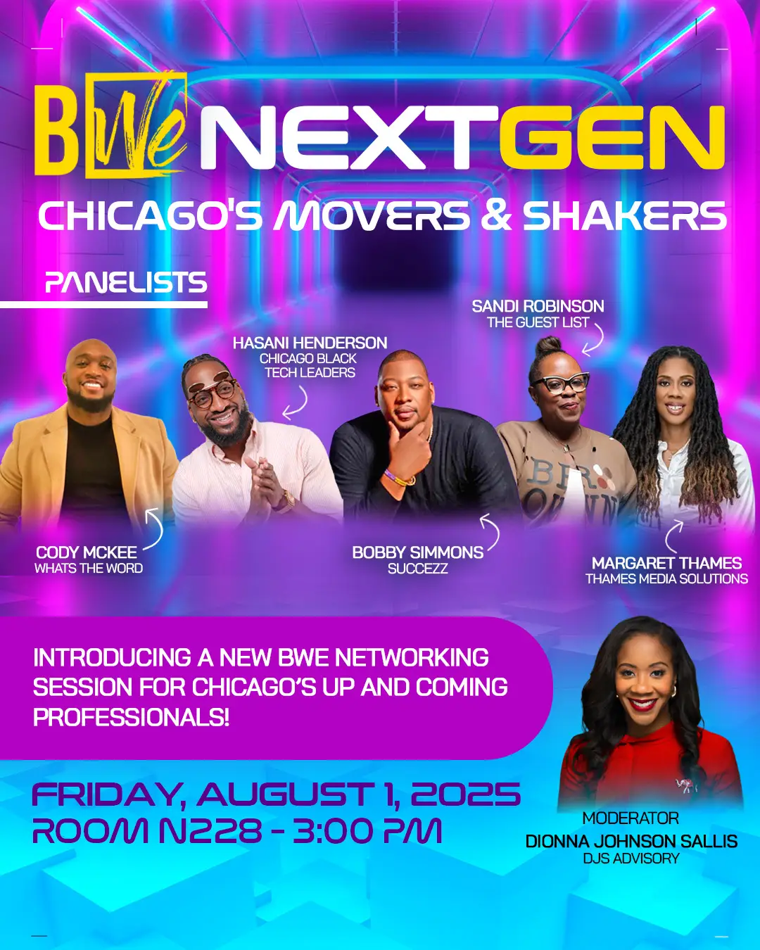 BWe NextGen event poster for Chicago's movers and shakers networking session
