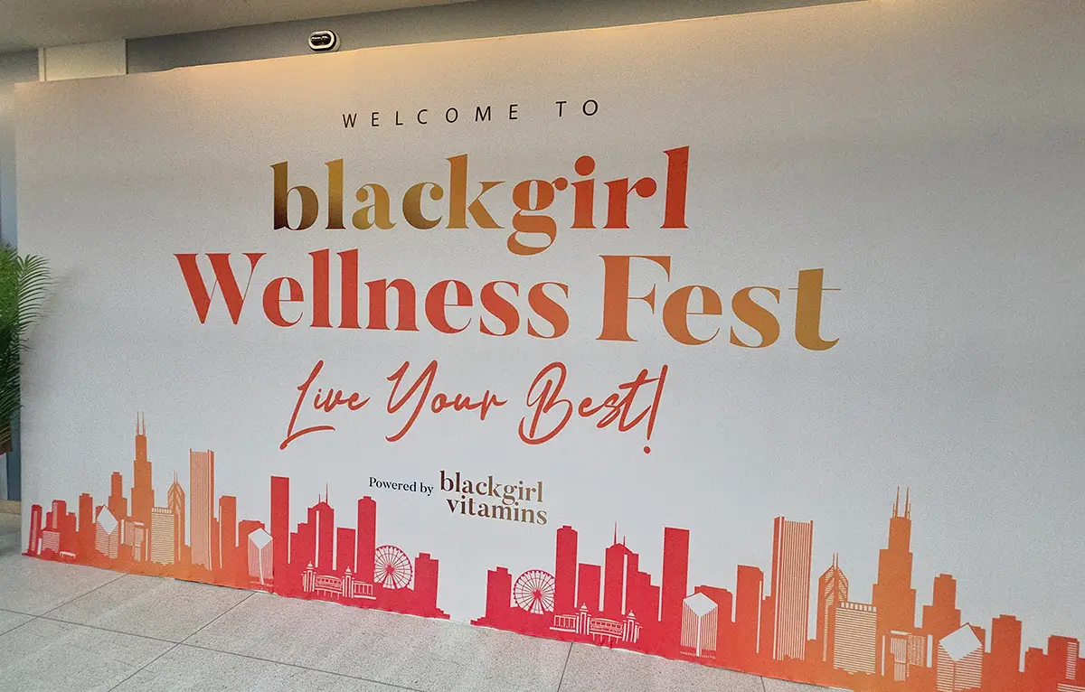 Welcome sign for Black Girl Wellness Fest event